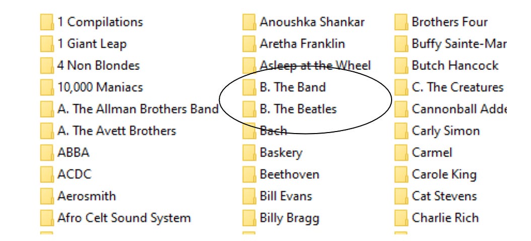 Author’s screenshot of music folders on their computer