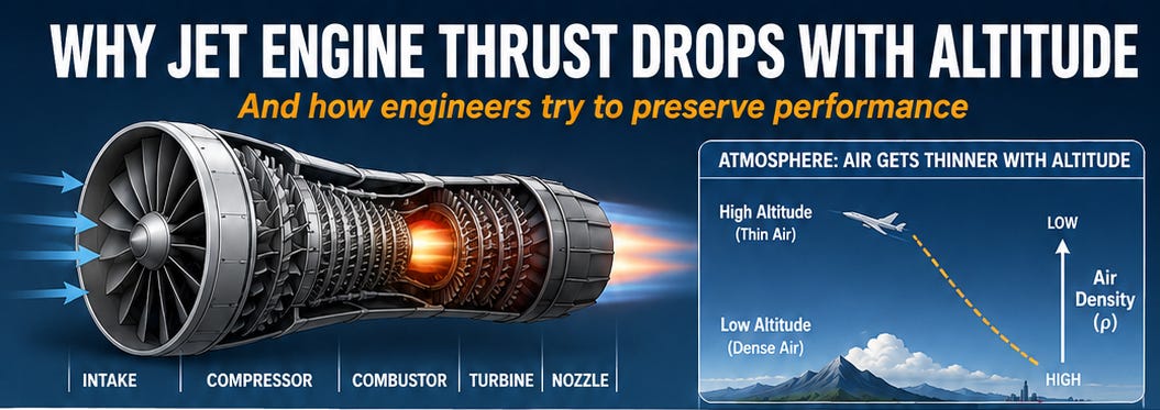 Why Jet Engine Thrust Decreases with Altitude — and How Engineers Try