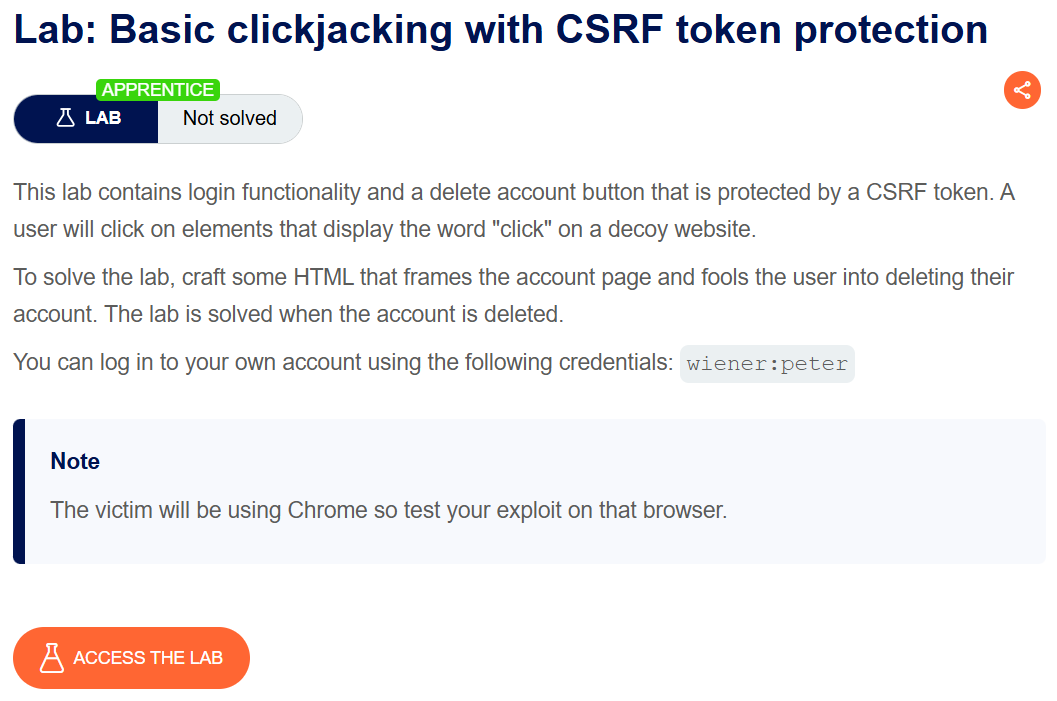 Hiding in Plain Sight: My First Clickjacking Lab on PortSwigger