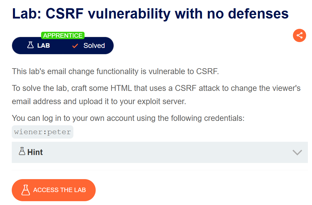 Cross-site request forgery (CSRF) (APPRENTICE)