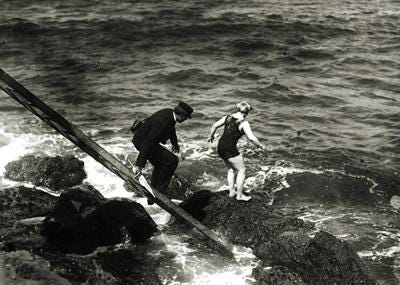 Photo of Hazel Bess Laugenour, a Dolphin Club swimmer, who was the first woman to swim across The Golden Gate Strait in 1911.