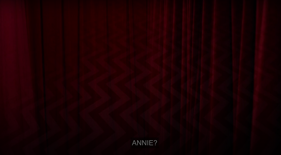 The curtain and chevron together with the text "Annie?"