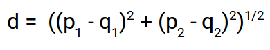 fórmula de distancia euclidiana