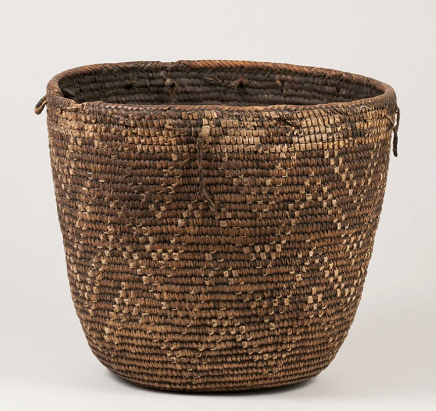 Suquamish 19th century “huckleberry basket" with chevron pattern.