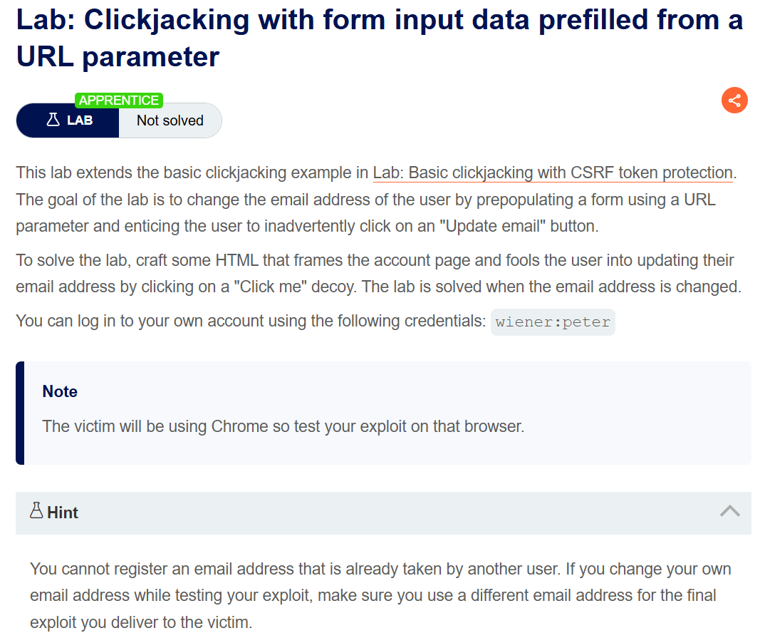 One Pixel Off: My Second Clickjacking Lab on PortSwigger