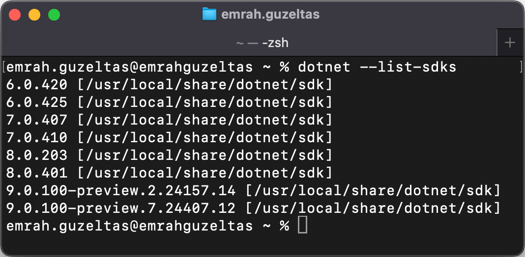 .NET SDK’larını macOS’ten Manuel Olarak Kaldırmak