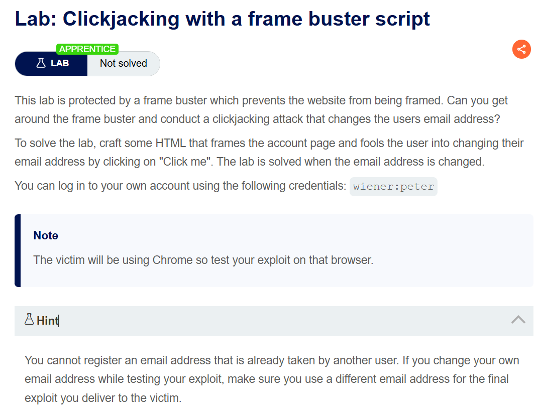 The Script That Never Ran: My Third Clickjacking Lab on PortSwigger