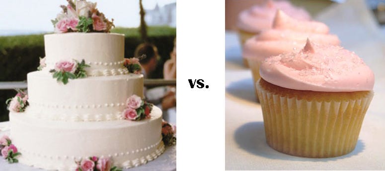 wedding cake versus cupcake