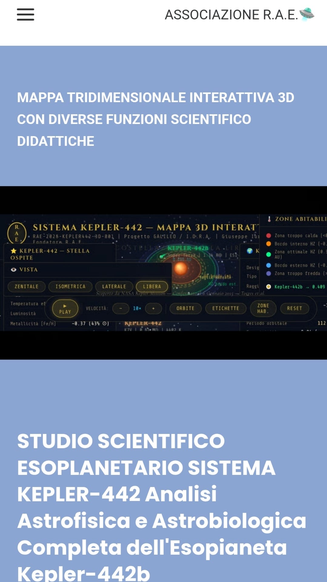 STUDIO SCIENTIFICO ESOPLANETARIO SISTEMA KEPLER-442
