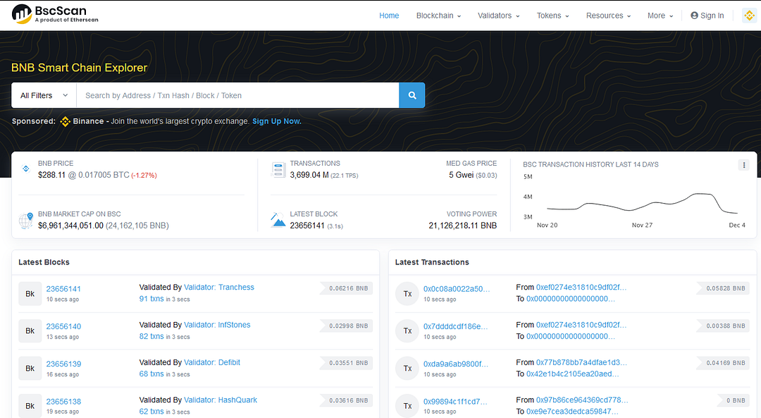 How to read Binance Smart Chain wallet transactions in Python