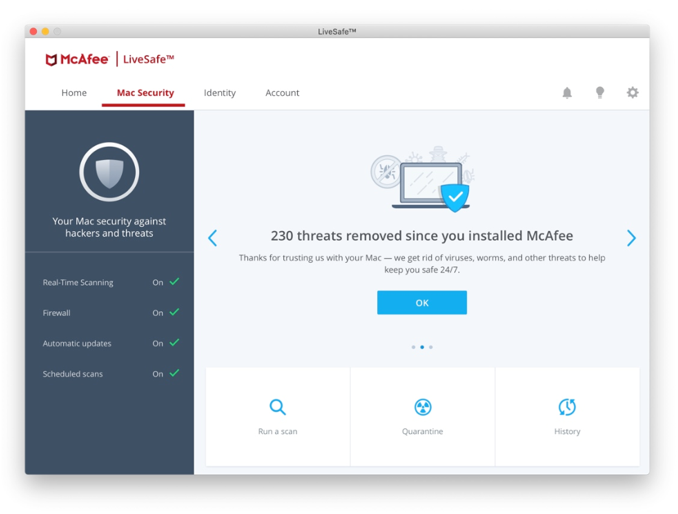 McAfee — Excellent Real-time Mac Protection from Viruses