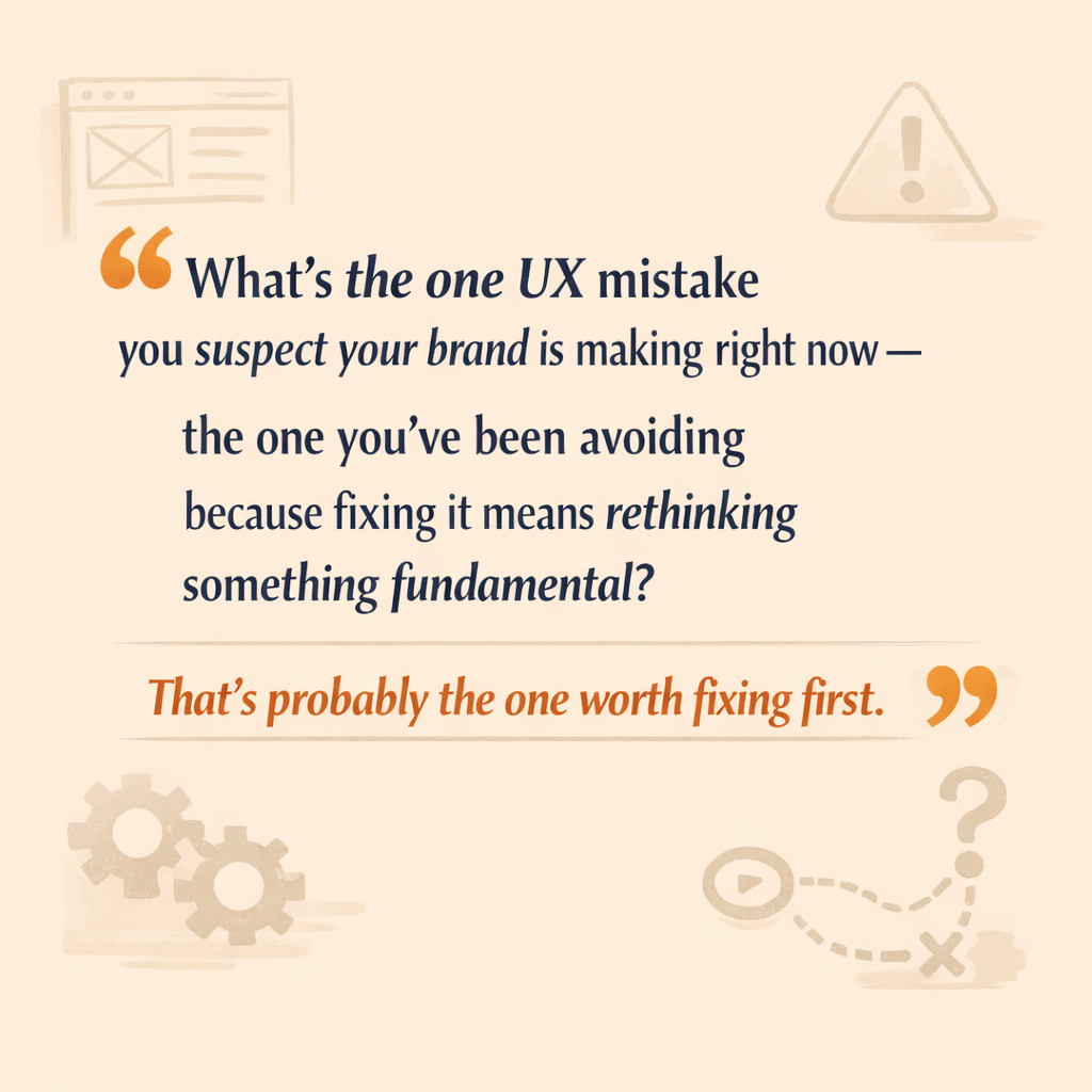 What’s the one UX mistake you suspect your brand is making right now — the one you’ve been avoiding because fixing it means rethinking something fundamental? That’s probably the one worth fixing first.