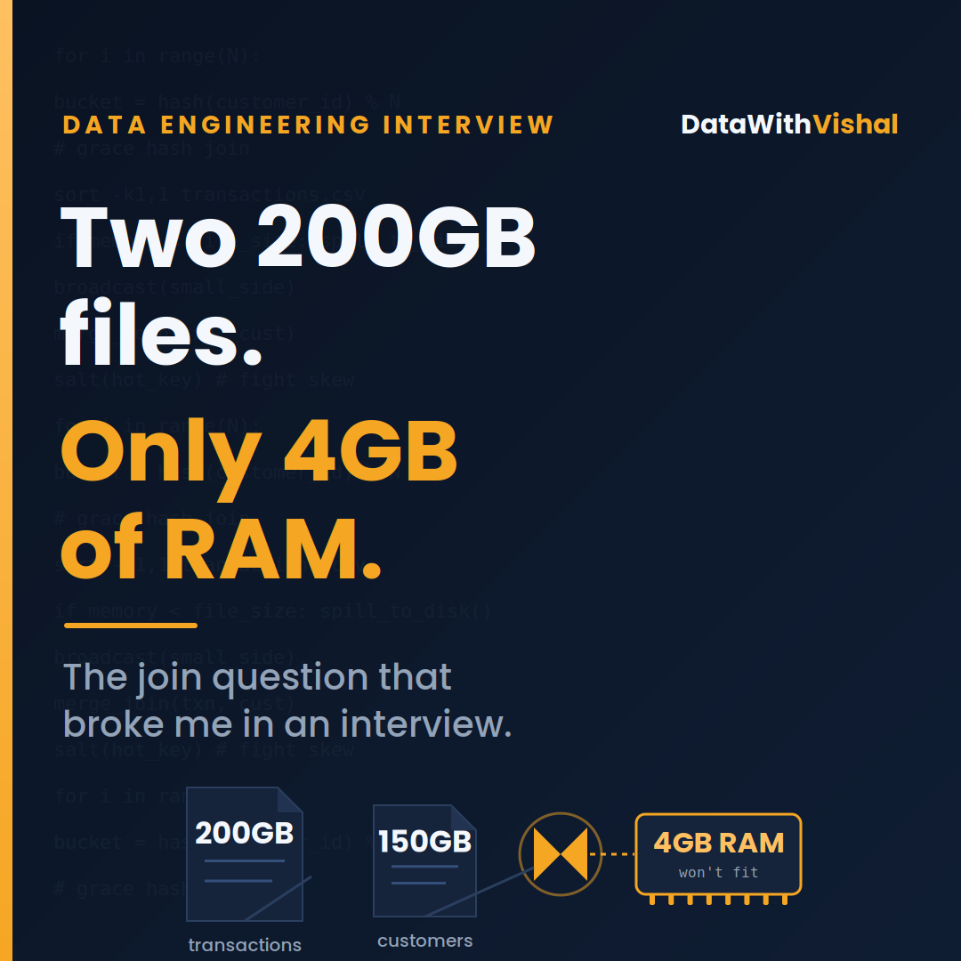 I Had Two 200GB Files and Only 4GB of RAM. The Data Engineering Question That Broke Me