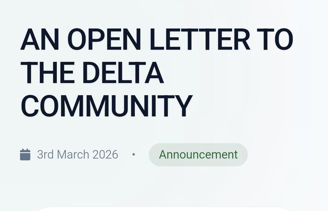 AN OPEN LETTER TO THE DELTA COMMUNITY