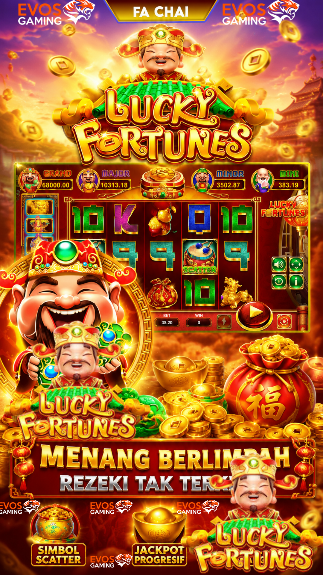 Lucky Fortunes Slot FaChai Play -Evosgaming