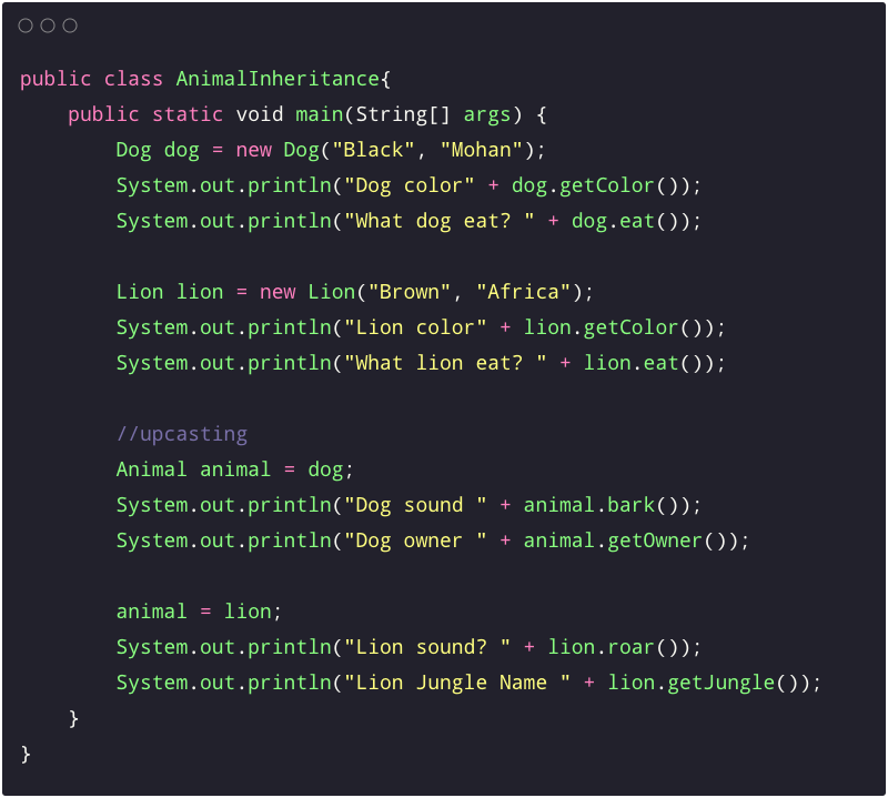 Java Inheritance code example part 4