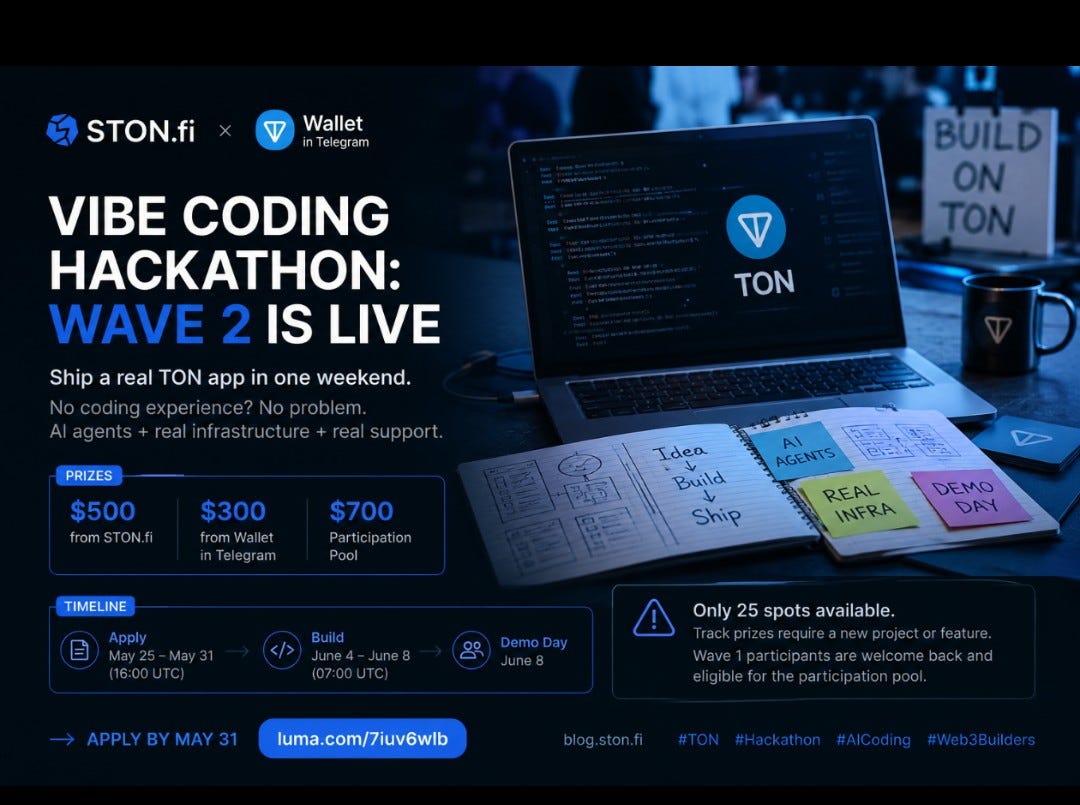 STON.fi Vibe Coding Hackathon: Wave 2 Is Live