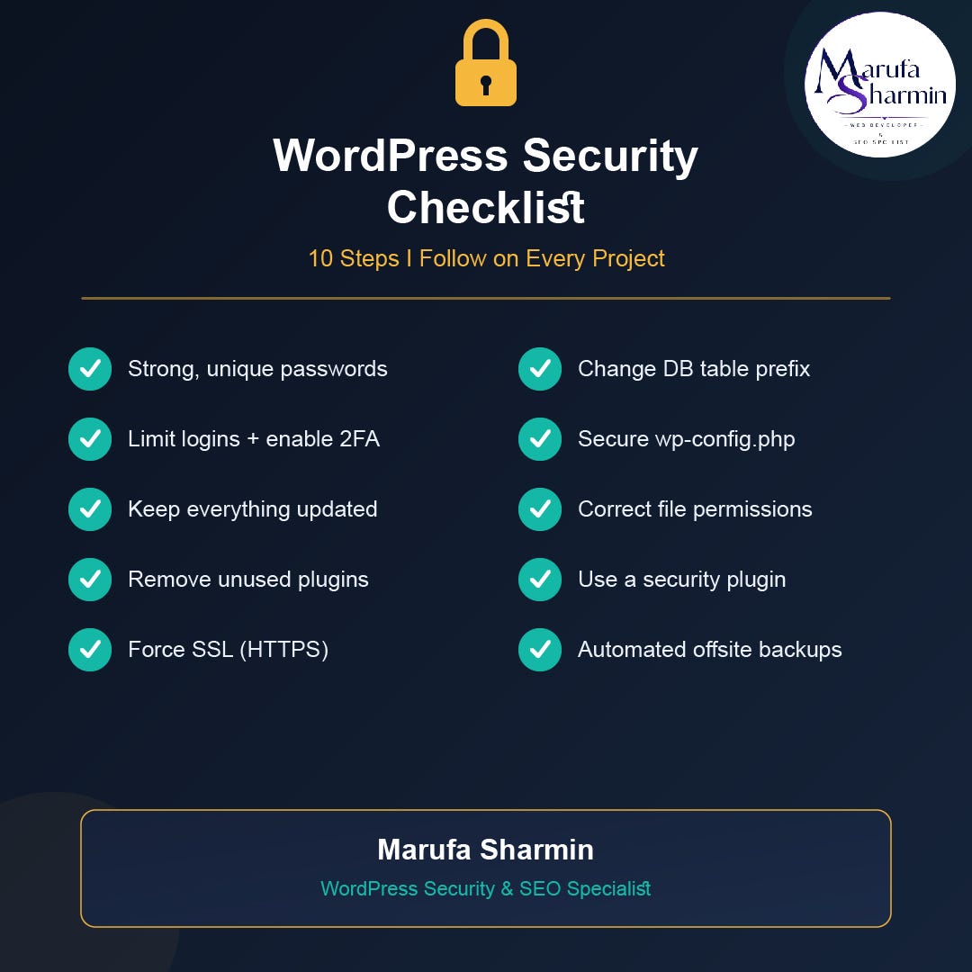 WordPress Security Checklist 2026: The Exact Steps I Follow on Every Client Project.