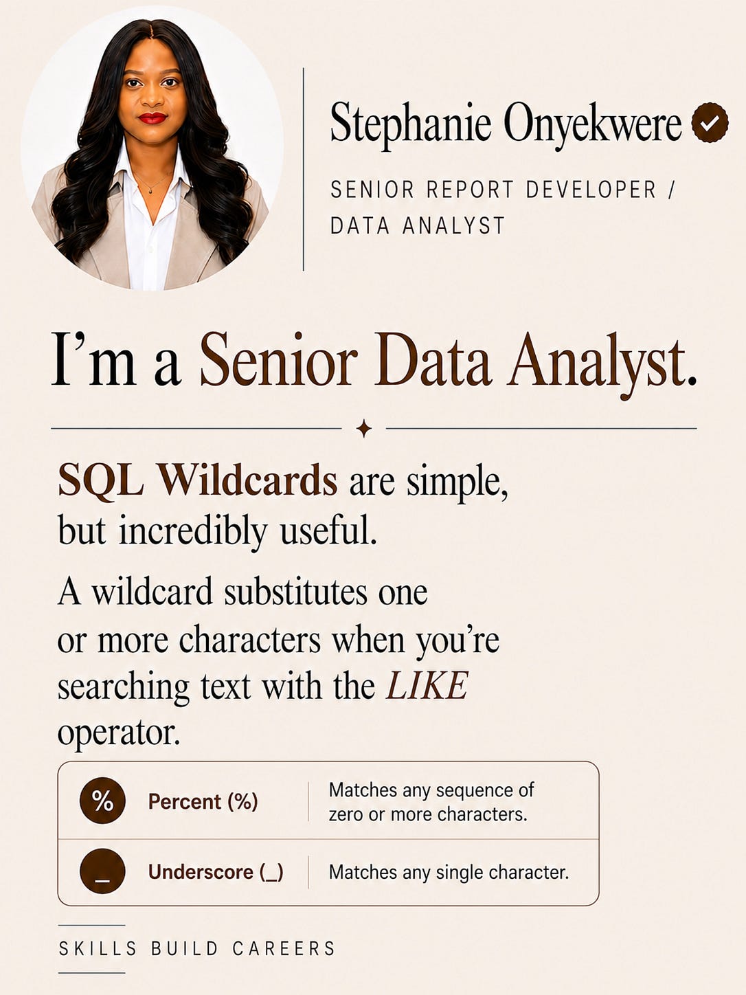 I’m a Senior Data Analyst.