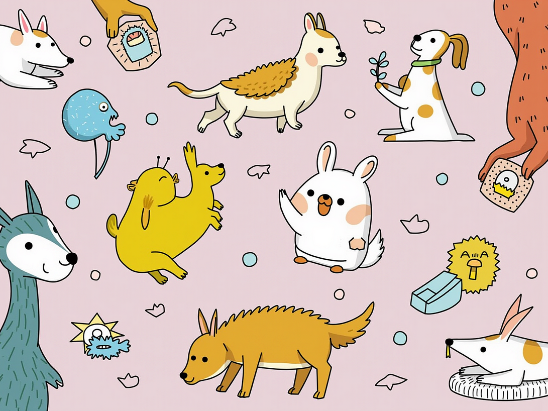 Fun 2d design of various creatures