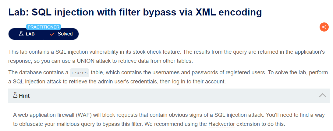SQL injection with filter bypass via XML encoding