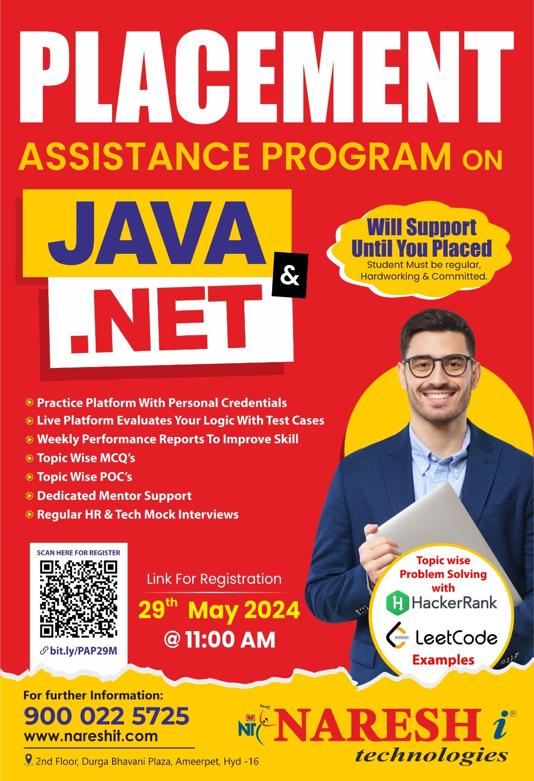 Placement Assistance Program On JAVA Developer & .Net Online Training — Naresh IT
