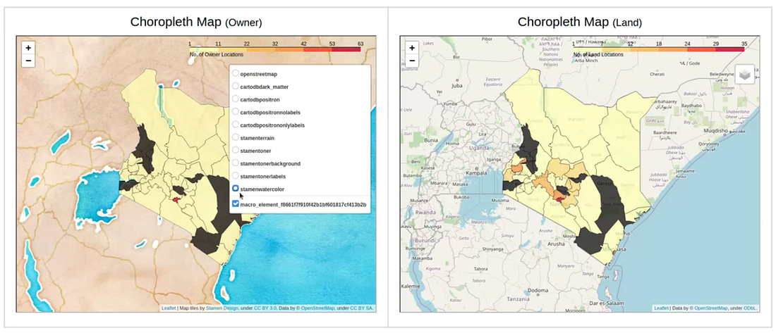 Visual analytics for tracking district-based ownership in Kenya - Source: Omdena