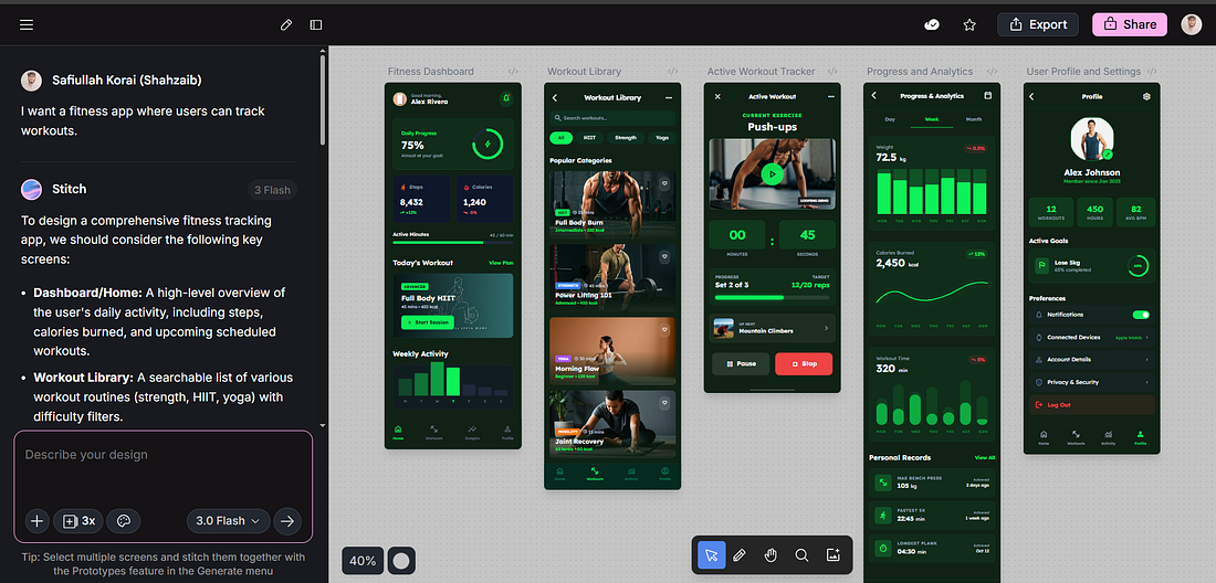 UI Screen Design generate by Stitch