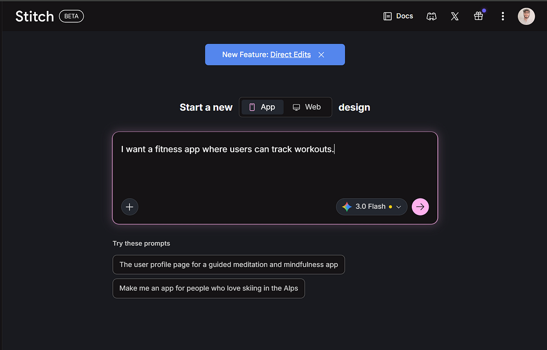 UI Screen Design generate by Stitch