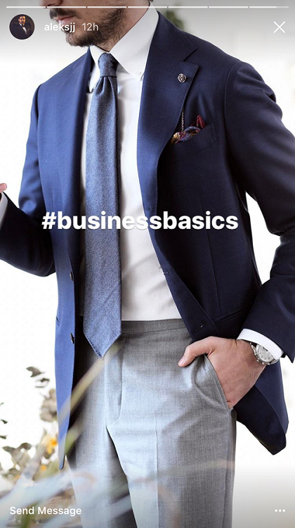 light grey pants blue blazer