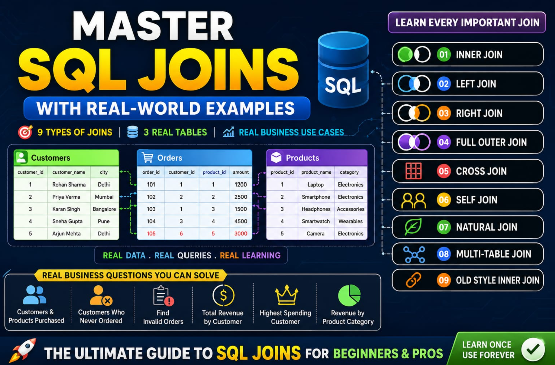 SQL Joins Explained with Real Business Examples: A Complete Guide