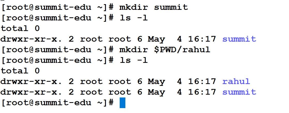 Linux mkdir Command examples