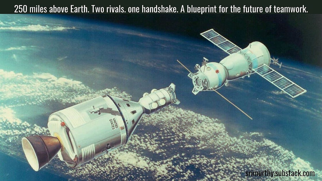 250 miles above Earth. Two rivals. one handshake. A blueprint for the