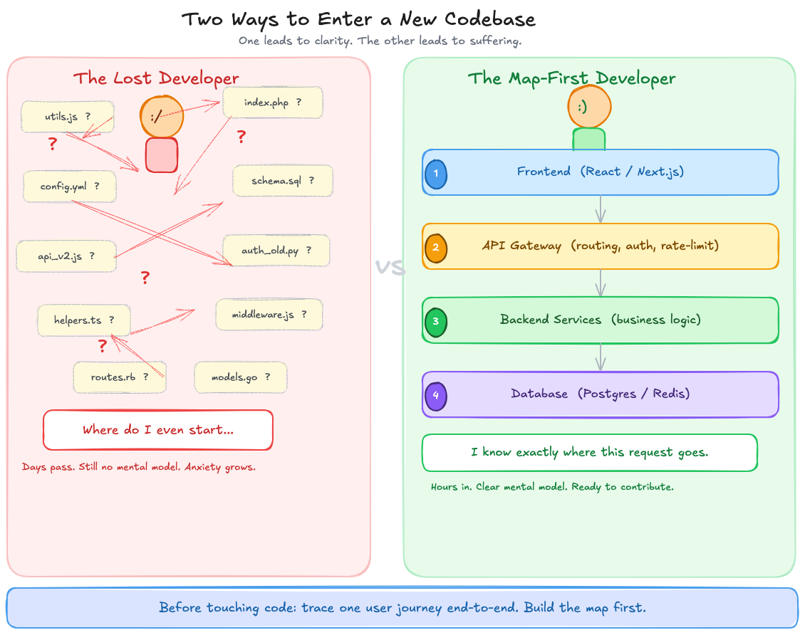 Reading a large codebase without feeling lost