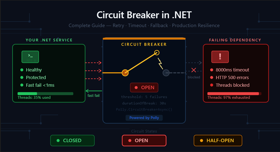 Circuit Breaker in .NET: Retry, Timeout & Fallback with Polly — Production Guide