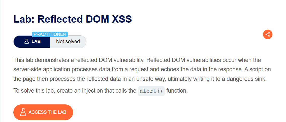 Lab: Reflected DOM XSS