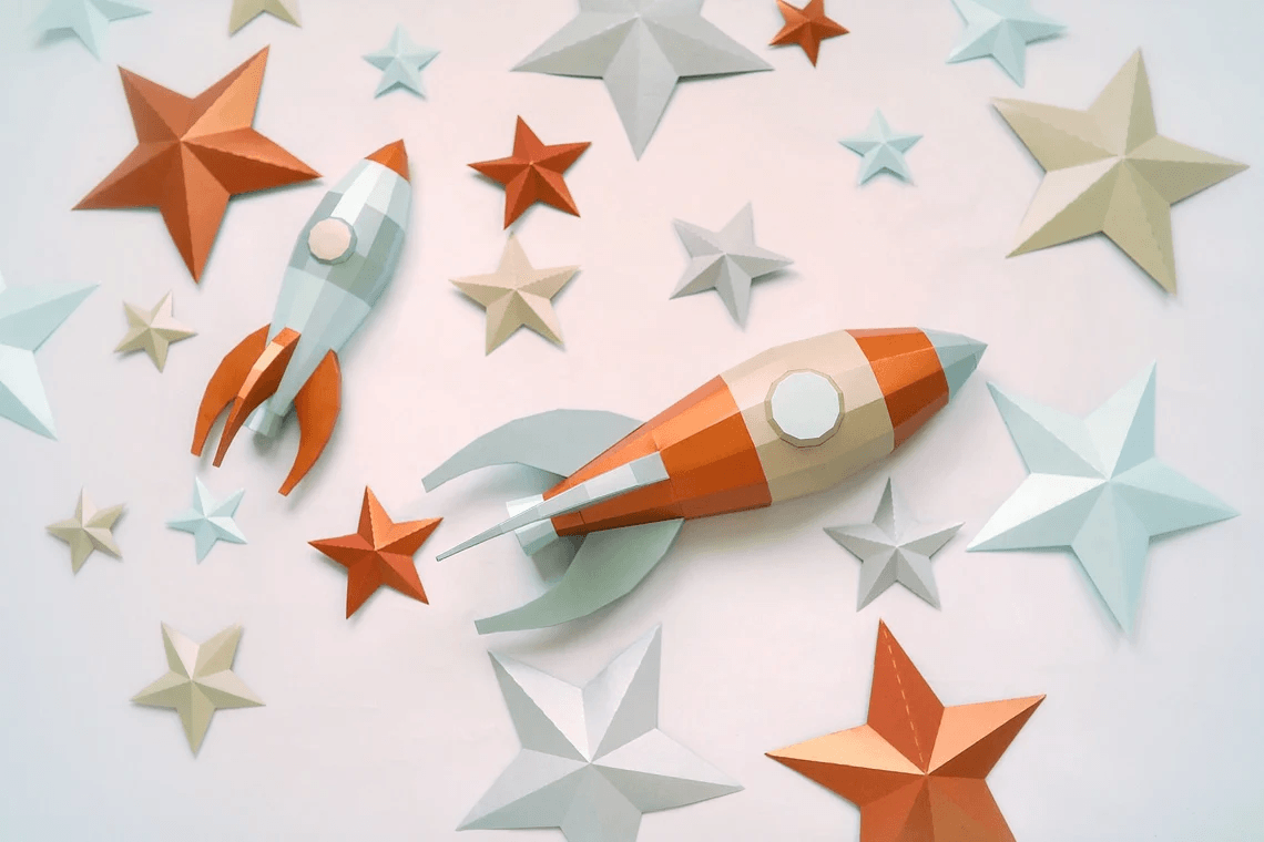 Rocket Wall Paper Sculpture (Objects 3D SVG Crafts)