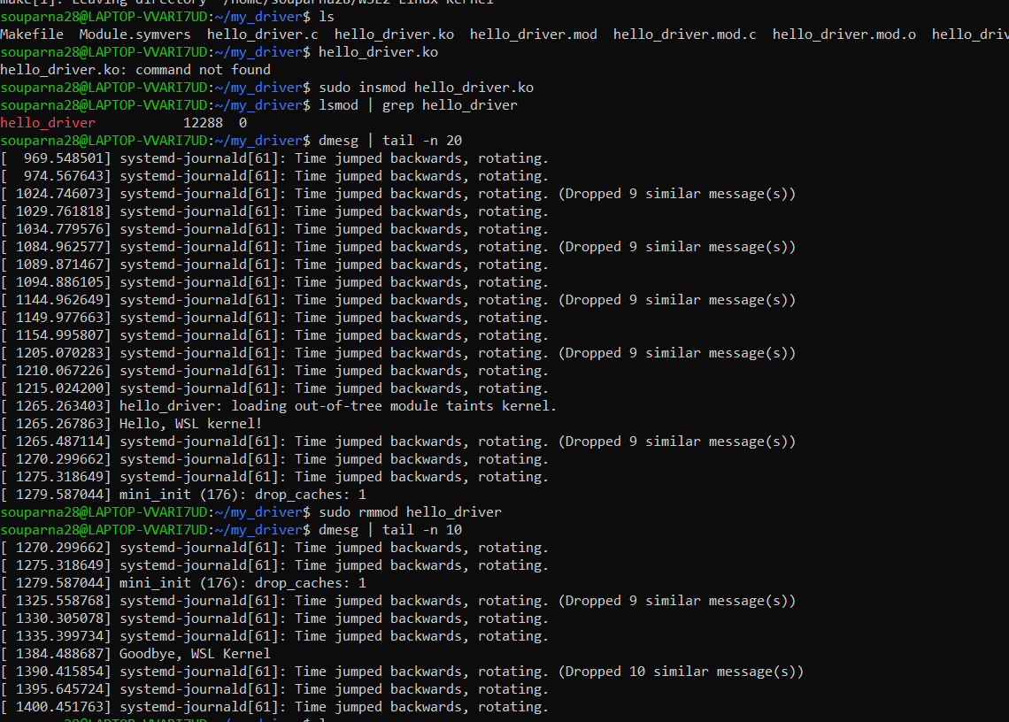 Building My First Linux Kernel Module on WSL2 — From Endless Errors to “Hello, WSL Kernel!”