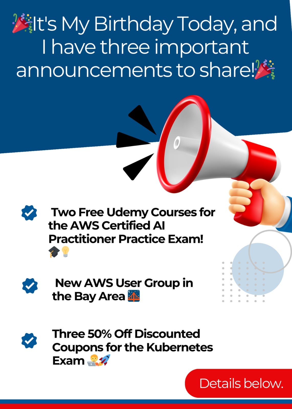 Special Birthday Announcements: Free Course, AWS Group, and CNCF Discount!