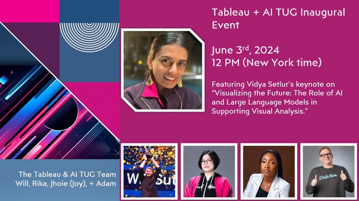 Tableau + AI TUG I Featuring Tableau’s Vidya Setlur, 3RD June 2024