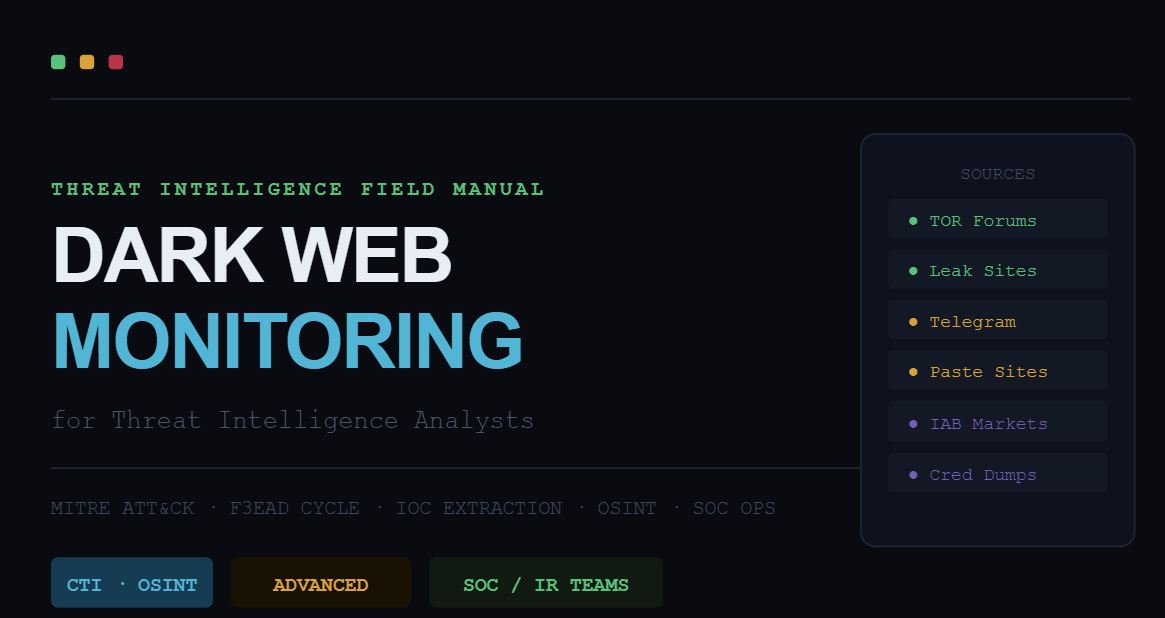 Dark Web Monitoring for Threat Intelligence Analysts
