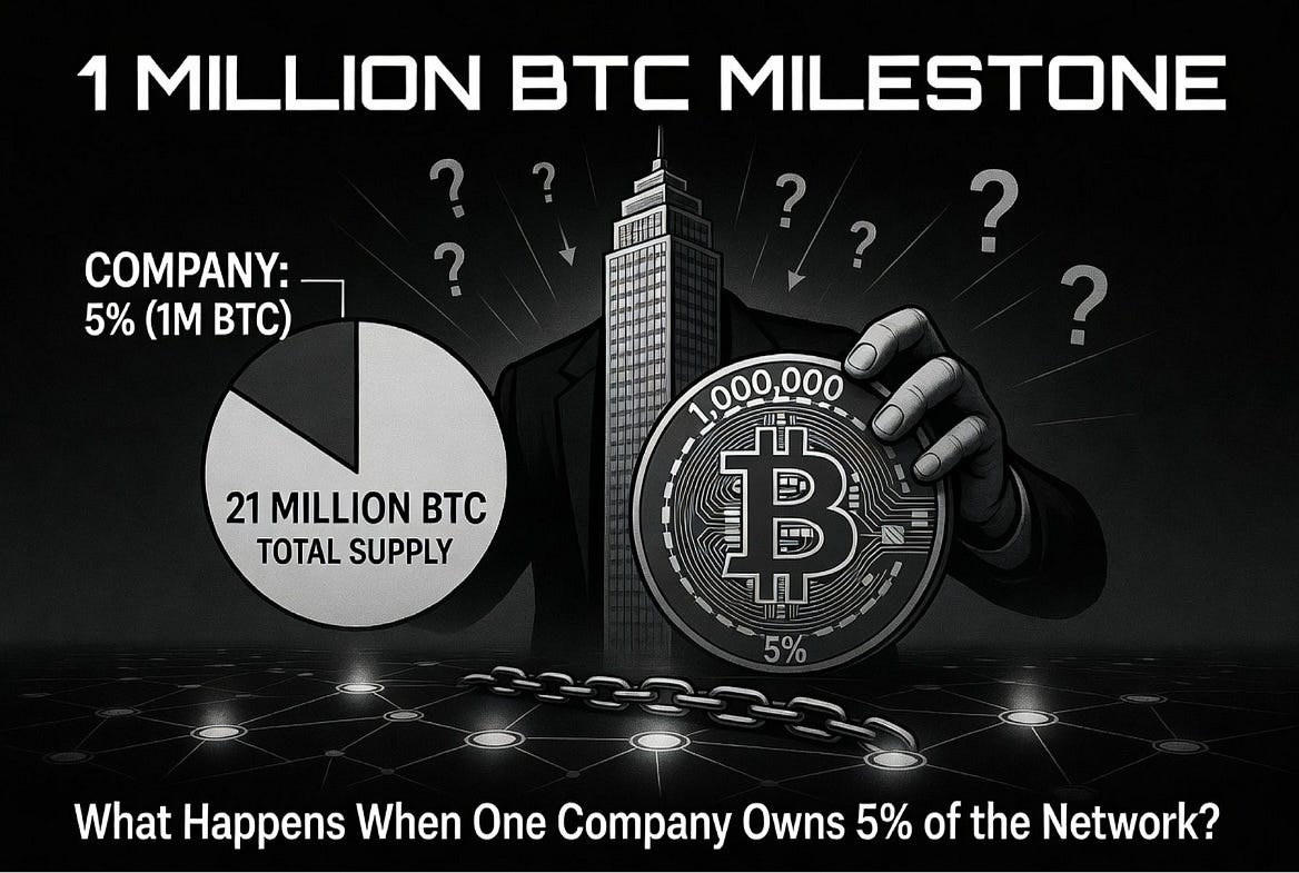 The 1 Million BTC Milestone: What Happens When One Company Owns Nearly 5% of the Network?