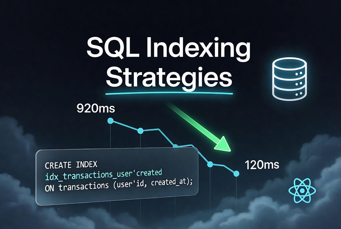 4 SQL Indexing Strategies That Made My React Dashboard 8x Faster