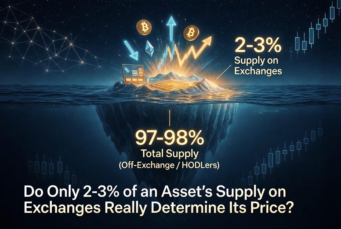 Do Only 2–3% of an Asset’s Supply on Exchanges Really Determine Its Price?