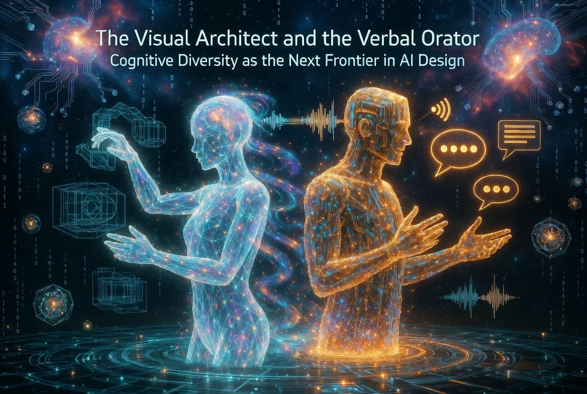 The Visual Architect and the Verbal Orator: Cognitive Diversity as the Next Frontier in AI Design