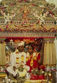 Bride and Groom in Ornate Temple