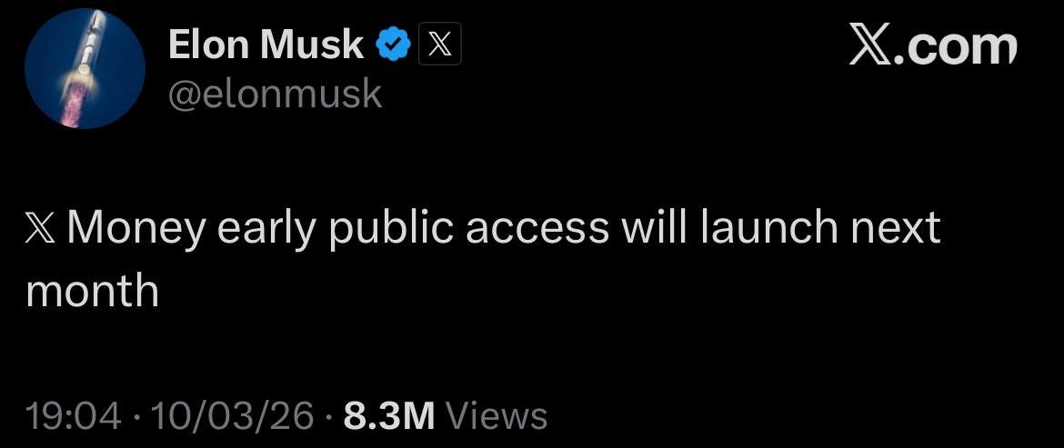 XMONEY — MUSK