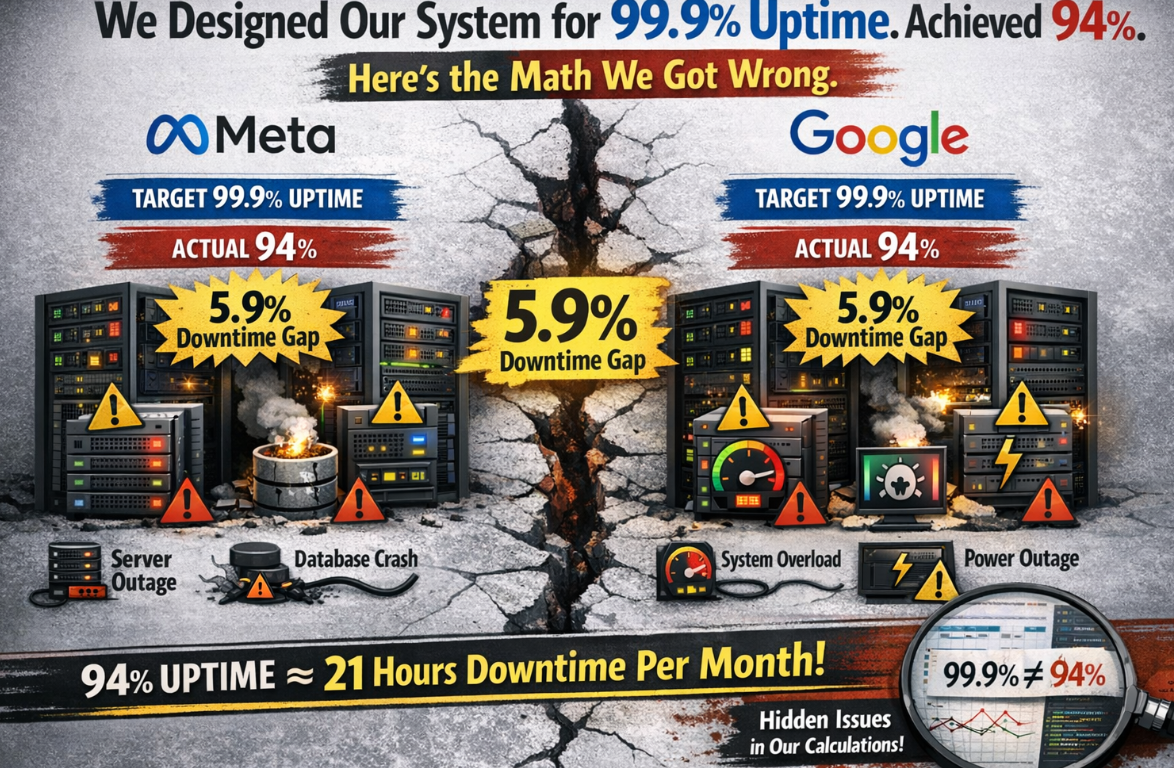 We Designed Our System for 99.9% Uptime. Achieved 94%. Here’s the Math We Got Wrong.